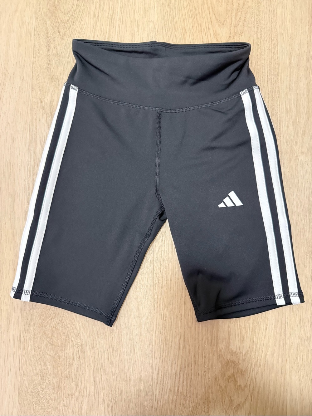 adidas Black Athletic Bike Shorts with White Side Stripes